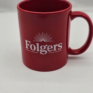 Folgers Red Coffee Mug Cup New Orleans Logo Promotional Ceramic Kitchen